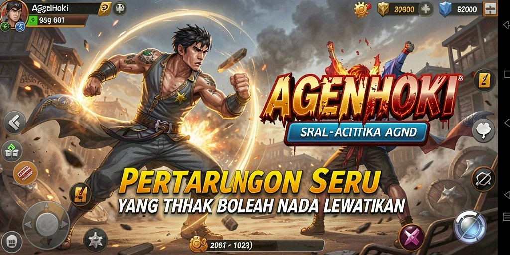 Tampilan AGENHOKI dengan aksi pertarungan dramatis.