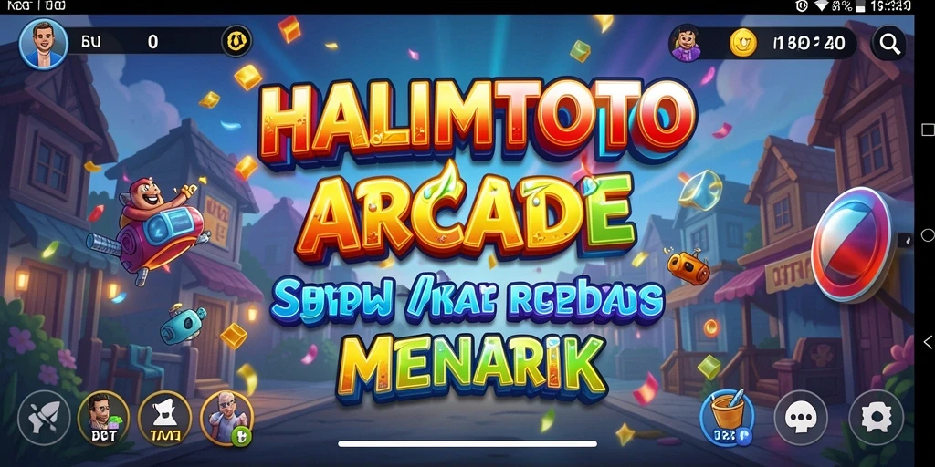 Tampilan gameplay HALIMTOTO dengan karakter yang beraksi di arcade.