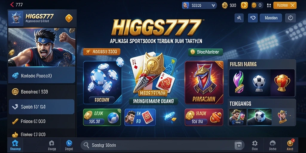 Tampilan menarik dari gameplay HIGGS777 di aplikasi Sportsbook.