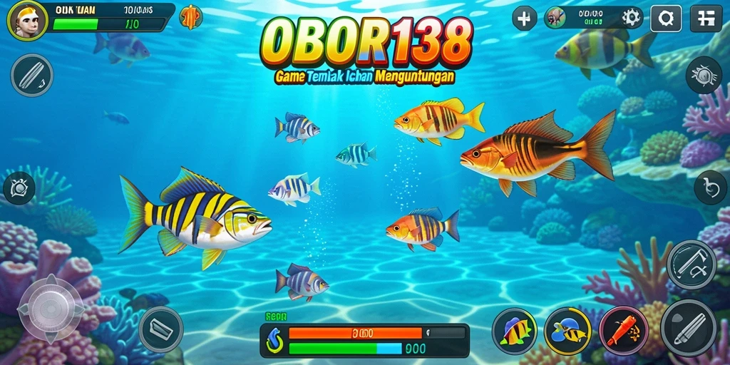 Tangkapan layar gameplay OBOR138 dengan aksi tembak ikan yang seru.