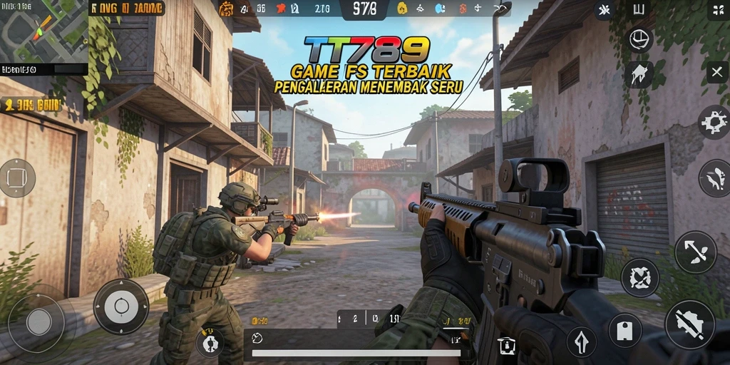 Screenshot utama TT789 menunjukkan aksi menembak intens dan pertempuran seru.
